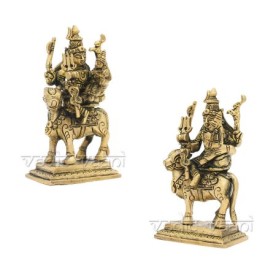 SMALL IDOL OF SHIVA PARVATI IN BRASS