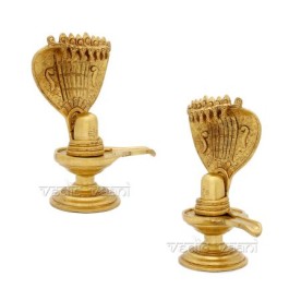 SHIVLING WITH SEVEN HEADED SNAKE IN BRASS